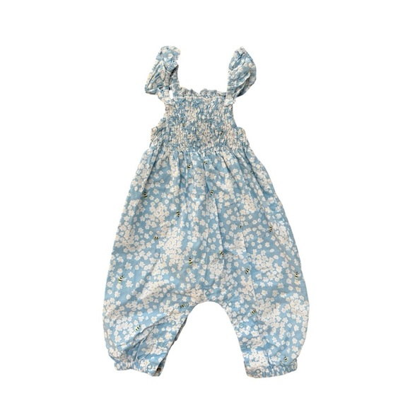 Joules blue floral bee romper jumpsuit 3-6m - Picture 1 of 6